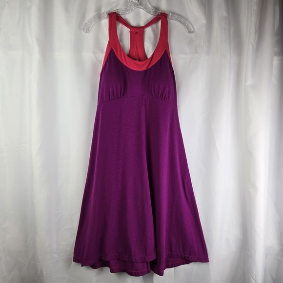 Prana Womens Cali Racerback Pink Purple Workout Athletic Dress Size Large - Picture 1 of 13